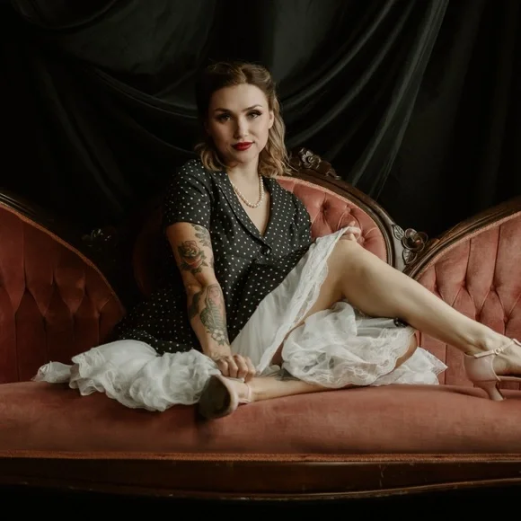 1950s Black and Multicolor Polka Dots Brette Swing Dress - Picture 7 of 8